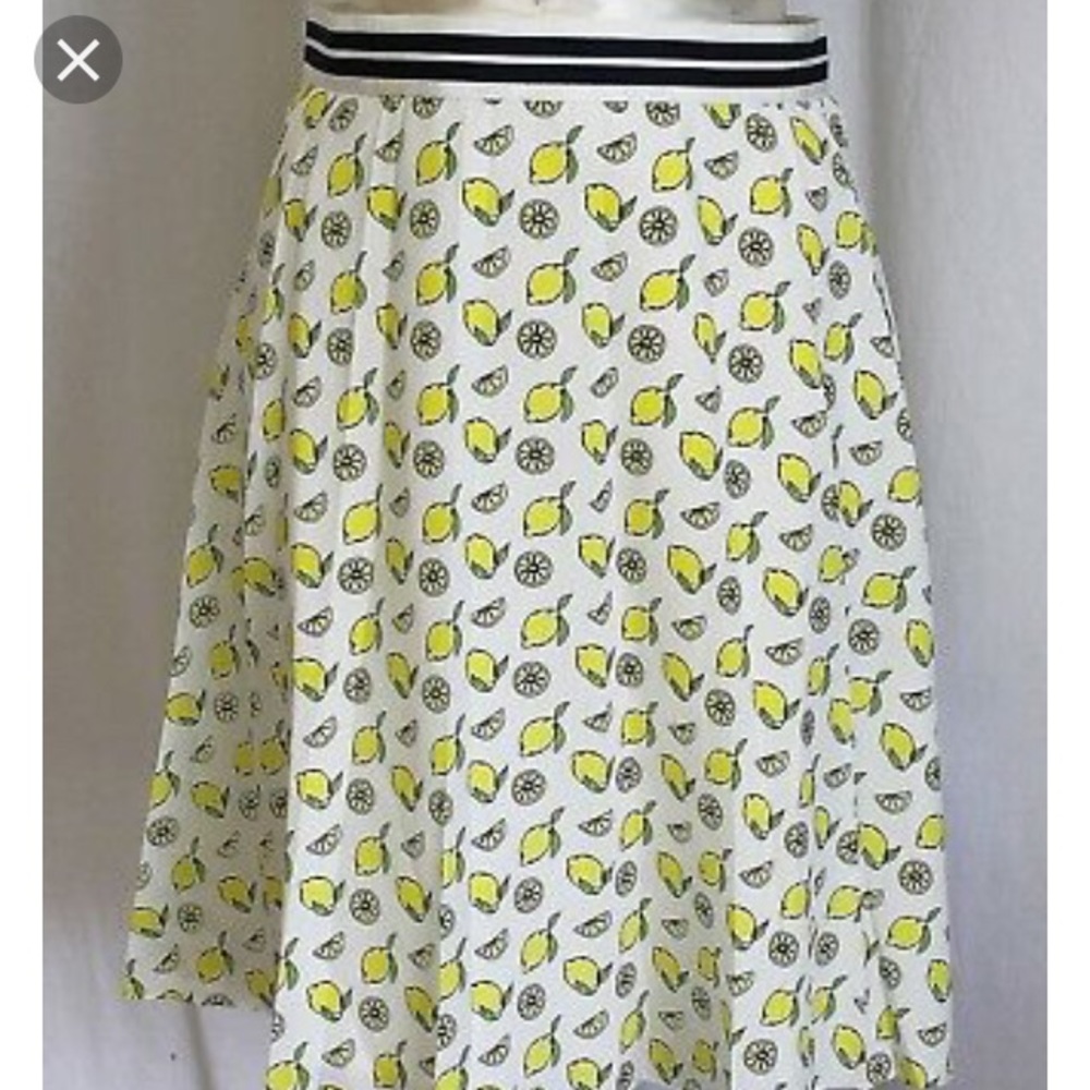 J crew factory white with lemon pleated skirt.
